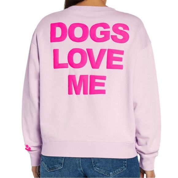 NWT Wildfox Crewneck Dogs Love Me Sweatshirt Pink Size L - Picture 2 of 9